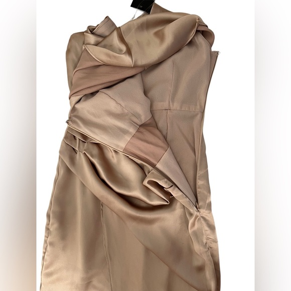 NEW DO+BE One Shoulder Satin Champagne Dress Cocktail Evening Party Night Out XS - Picture 6 of 11